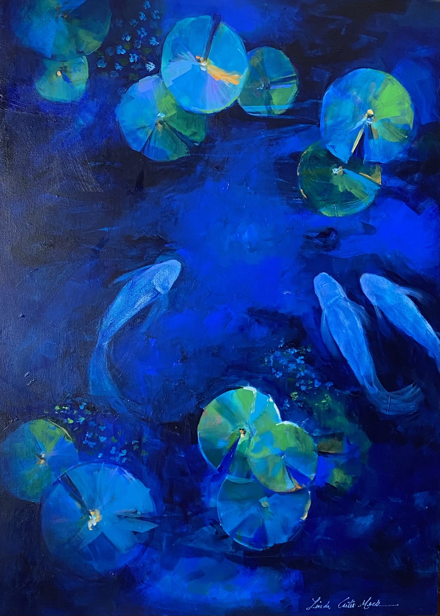 Painting of a koi pond