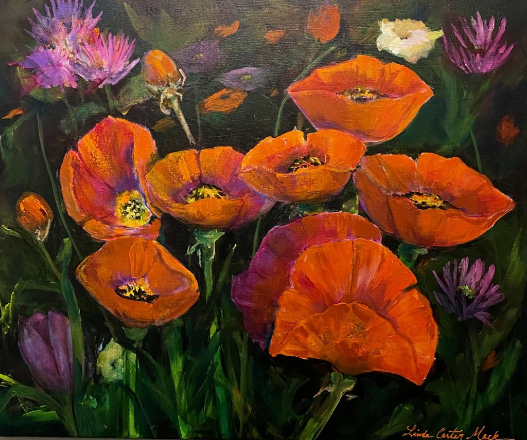 Painting of red poppies