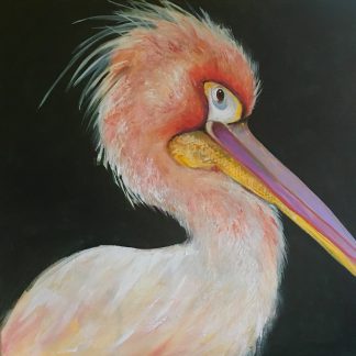 Painting of orange pelican