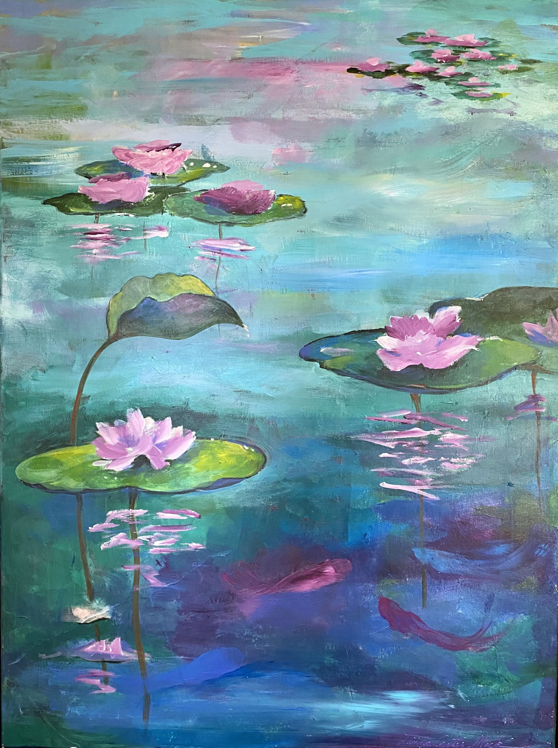 Painting of pond lilies