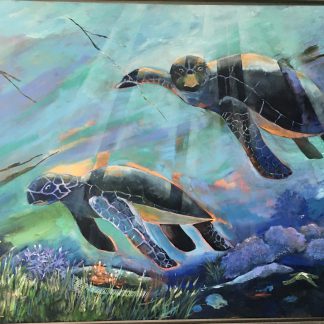 Painting of two sea turtles