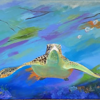 Painting of a turtle in the ocean