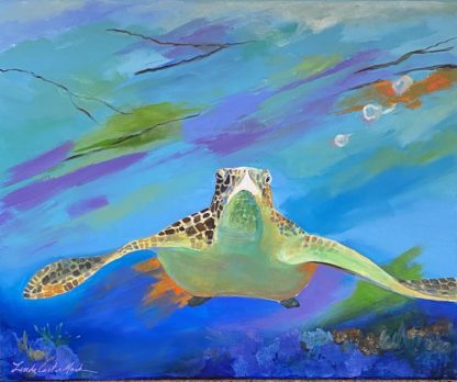 Painting of a turtle in the ocean