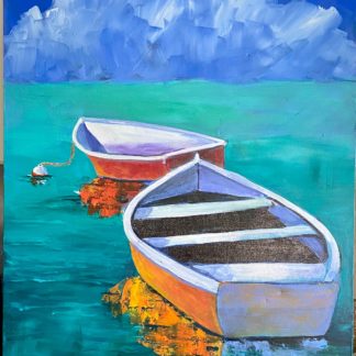 Painting of boats in Aruba