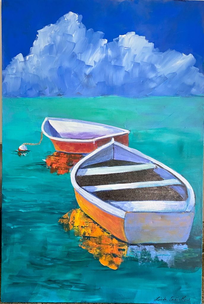 Painting of boats in Aruba