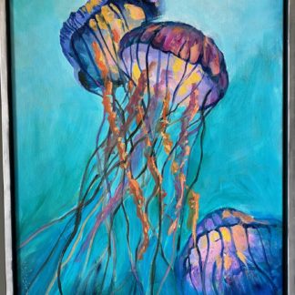 Painting of three jellyfish