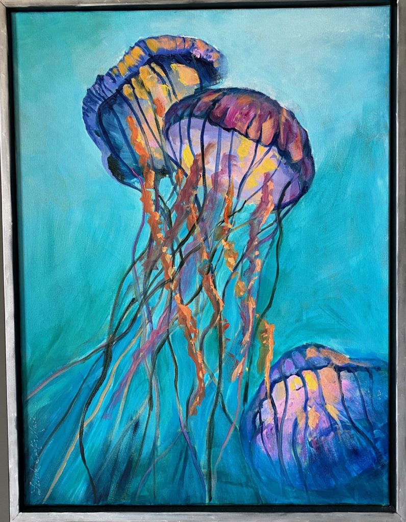 Painting of three jellyfish