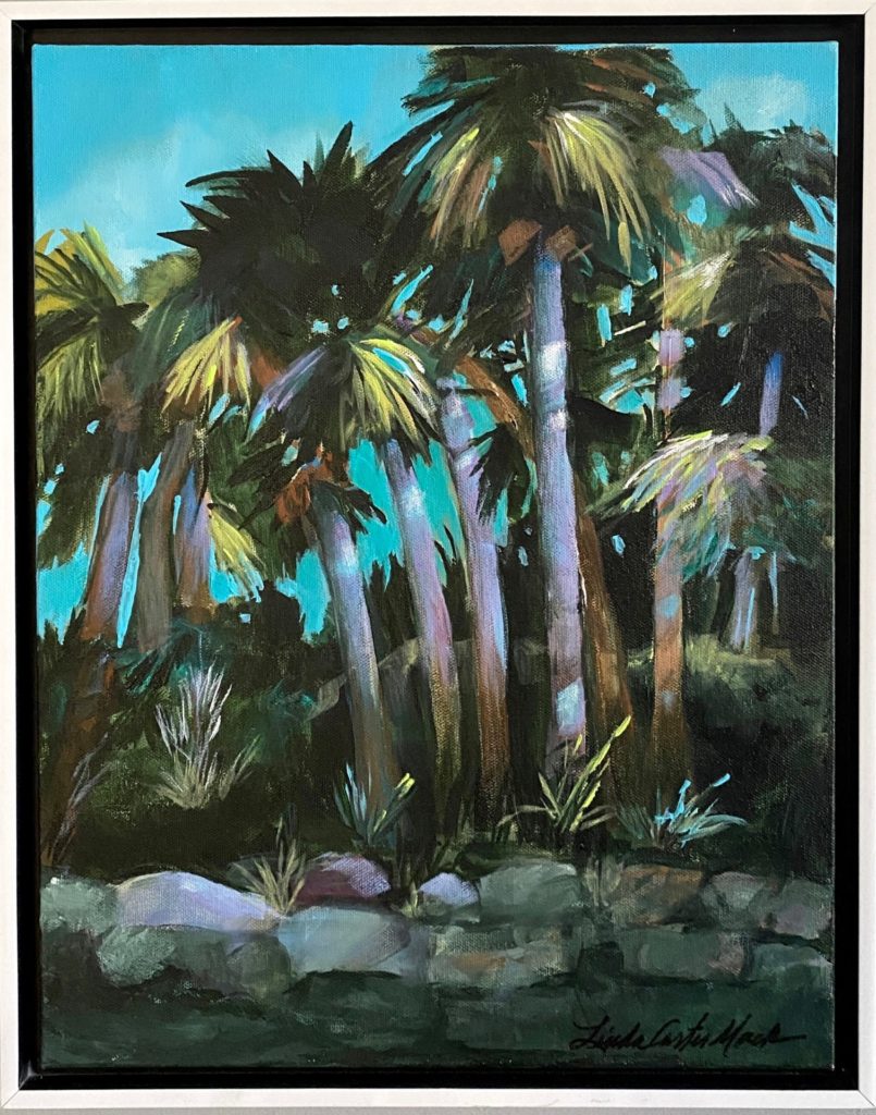 Acrylic painting of palm trees in Florida