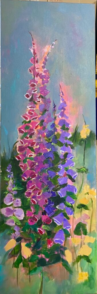 A painting of Foxglove Spires flowers