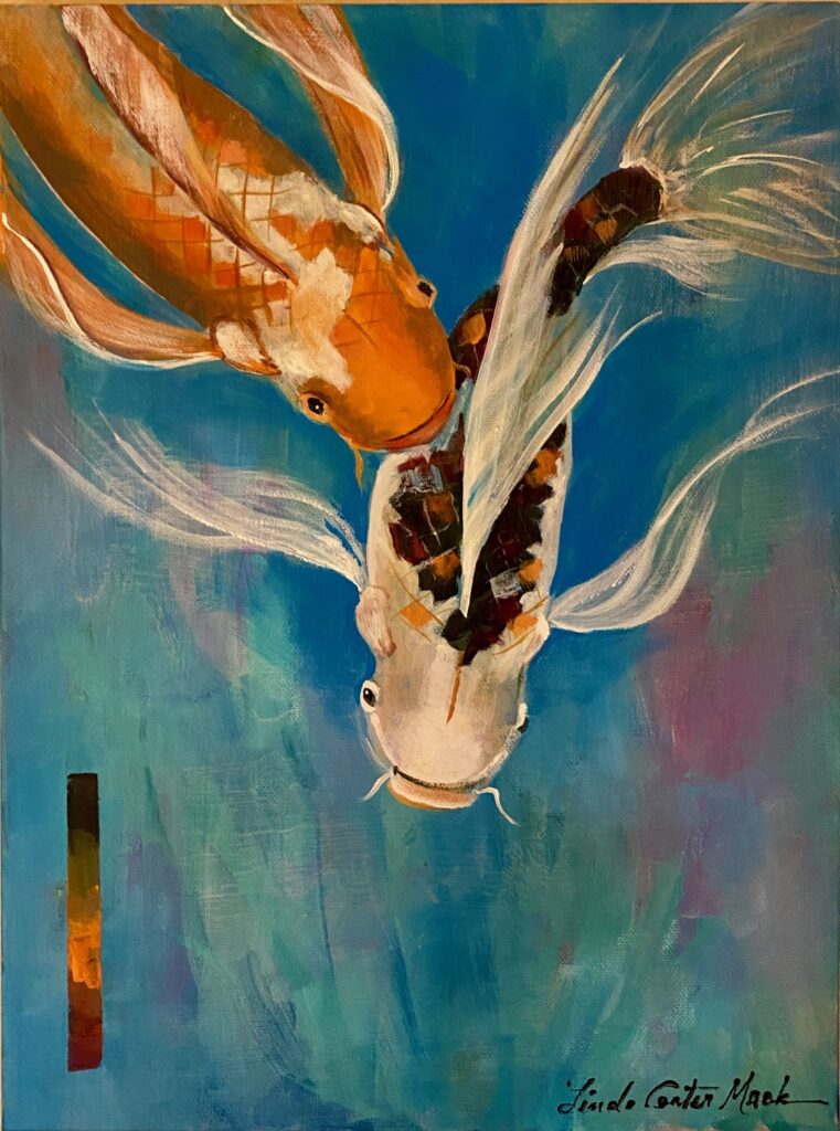 Painting of Koi Fish in a pond