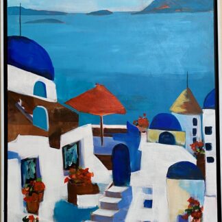 A painting of Santorini Greece