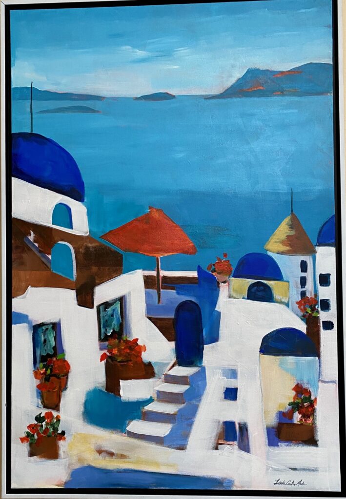 A painting of Santorini Greece